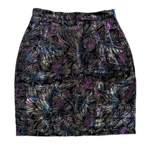 Vintage velour velvet floral pensil skirt size Medium B5